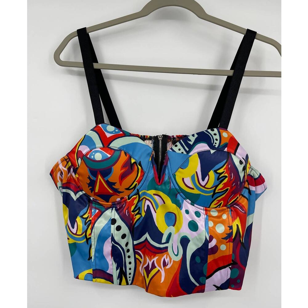 Love X Design Womens Multicolor Bustier Halter Top NEW 1X Subway Stop